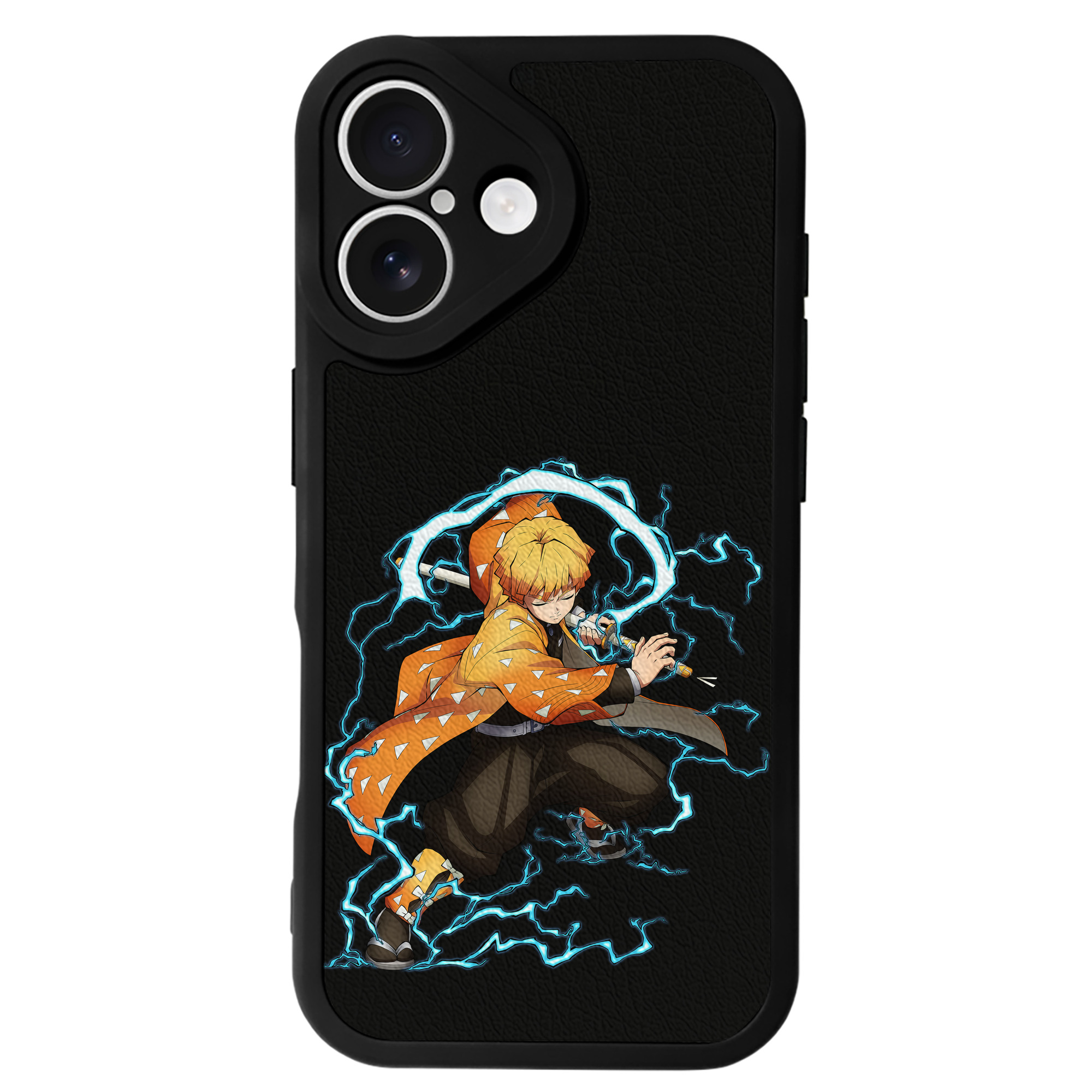（画像用） 鬼滅の刃（きめつのやいば）我妻 善逸／あがつま ぜんいつ Agatsuma Zenitsu 【iPhone 16シリーズ対応】シリコンスマホケース（レザー調） 材質：シリコン